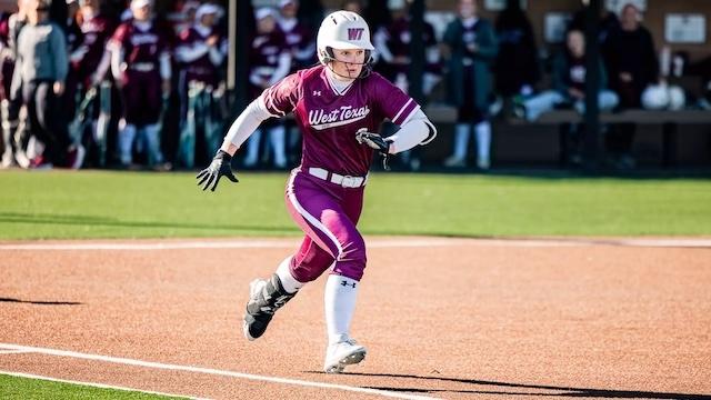 Bella Holland of No. 1 West Texas A&M softball is off on the base paths once again.